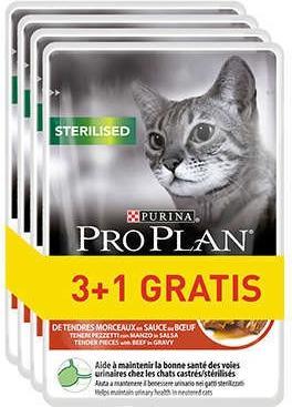 Produktbild Purina Pro Plan Sterilised Beef - Nassfutter für Katzen - 85g 3+1 (Adult, 340 g)