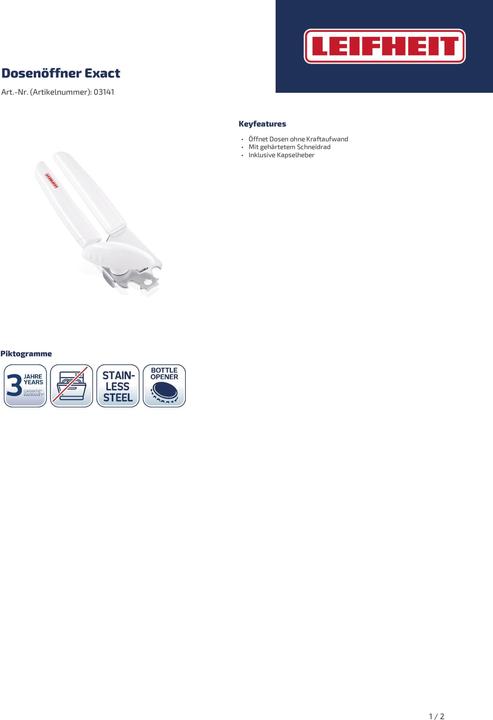 Actual product image Leifheit Can opener Exact ComfortLine