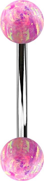 Produktbild Star Piercing Micro Banane silber mit zwei Kugeln Opal pink (Chirurgenstahl 316L)