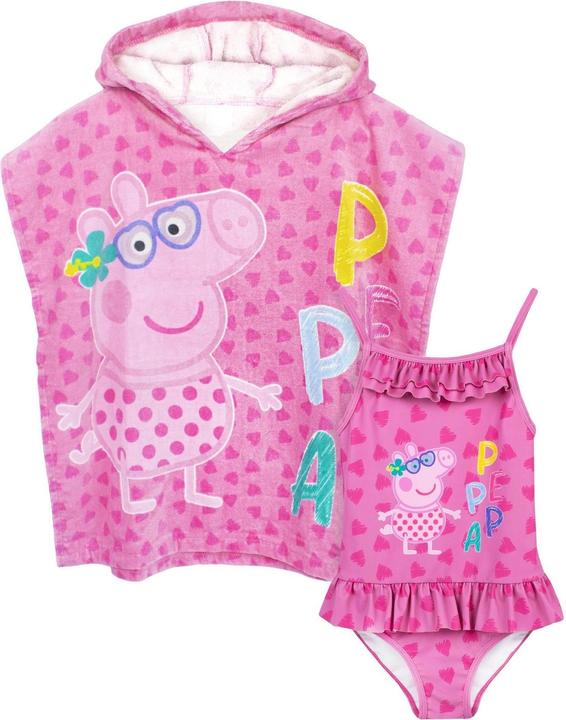 Peppa Pig Badeanzug und Poncho Set Mädchen (98)