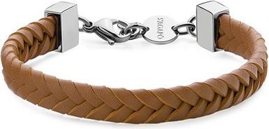 Sagapo S'Agapo Ripple Srp74 Brown Faux Leather Men's Bracelet (Faux Leather)