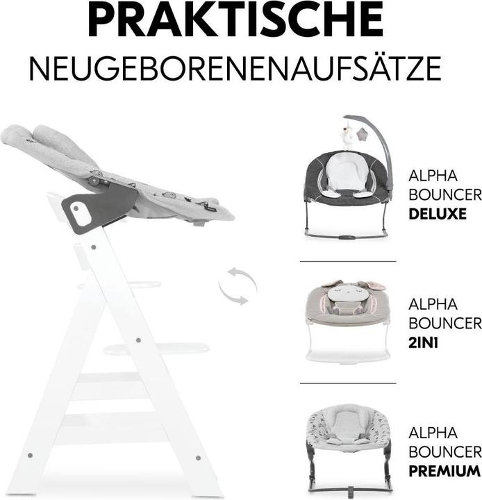 Produktbild Hauck Hochstuhl Alpha Plus White im Sparset - inkl. Sitzkissen Hochstühle (Hochstuhl Sitzerhöhung)