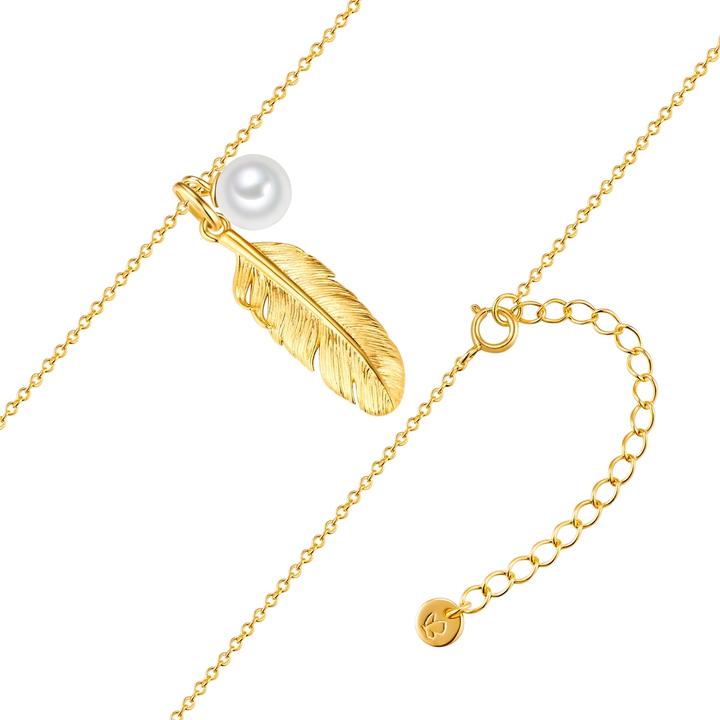 Immagine prodotto Glanzstücke München Collana da donna con piume in argento - 35050 (Argento, 40 - 45 cm)