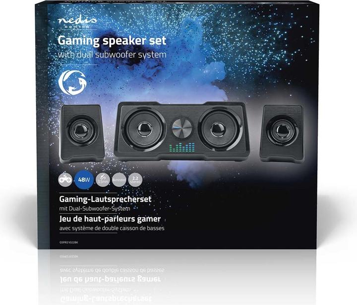 Produktbild Nedis Gaming-Lautsprecher | Lautsprecherkanäle: 2.2 | Stromversorgung über USB | 3.5 mm Stecker | 48