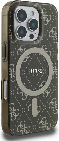 Actual product image Guess GUHMP16LH4DTEW iPhone 16 Pro 6.3" brązowy/brown hardcase IML 4G Background MagSafe (Apple iPhone 16 Pro)