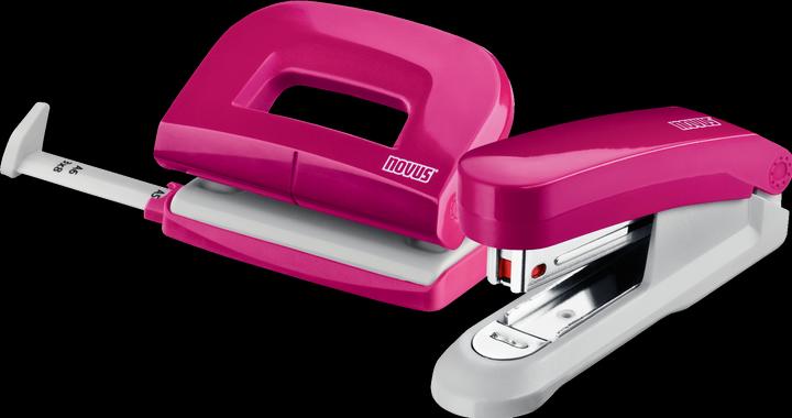 Produktbild Novus Locher-Heftgerät-Set pink (15 Blätter)