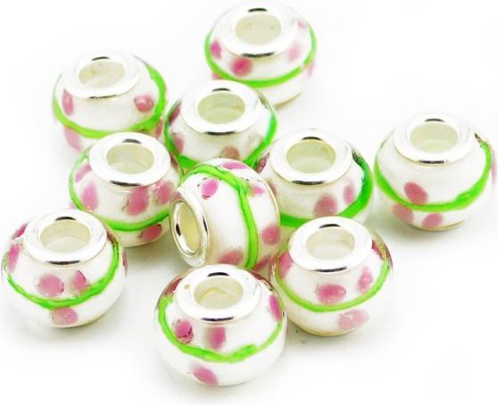 Hermex Glas Bead versilbert 925 - Silbrig Weiss (Glas, Metalllegierung)