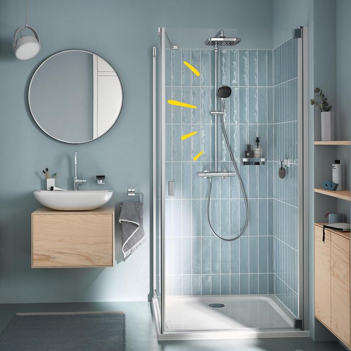 Actual product image Grohe Vitalio Comfort 250 Cube shower system with thermostatic mixer and Vitalio Comfort 110 hand shower