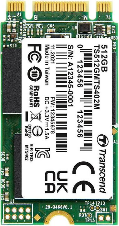 Transcend MTS402M 512GB Internal PCIe NVMe SSD 2242 SATA III