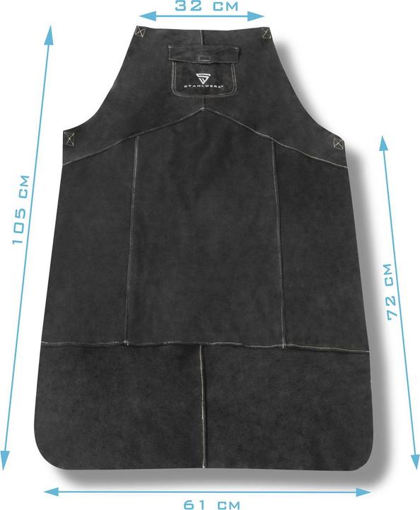 Actual product image Stahlwerk welding apron made of high quality split leather for welding (XL)