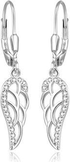 Beneto Elegant silver earrings with clear zircons Angel wings AGUC2585L (L)