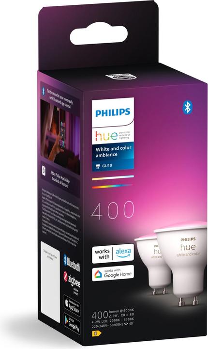 Actual product image Philips Hue 4.2W GU10 2P (GU10, 4.20 W, 400 lm, 2 x, E)