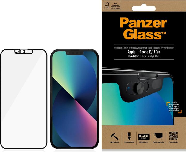 Produktbild PanzerGlass Displayschutz CF Cam Slider AB (1 Stück, Apple iPhone 13 Pro, Apple iPhone 13)