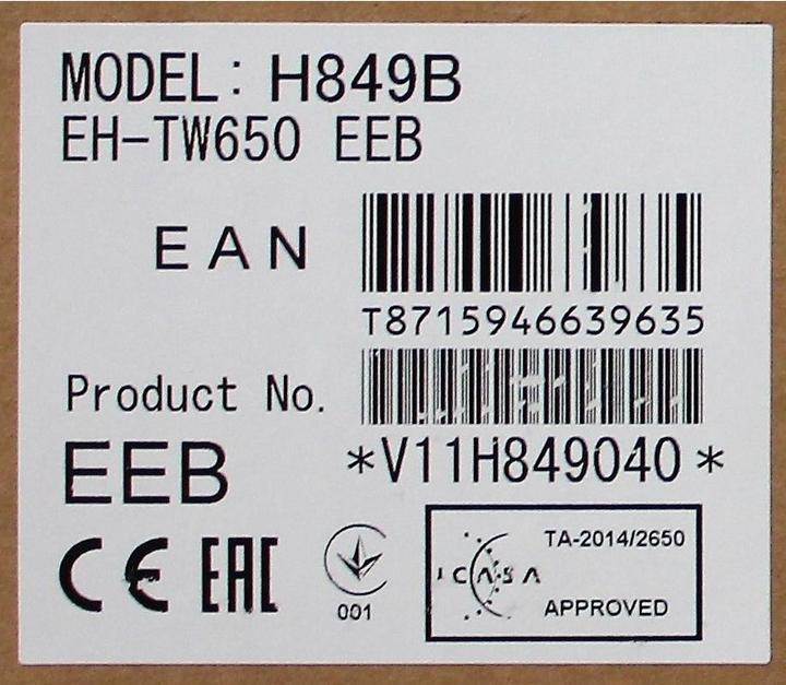 Produktbild Epson Eh-Tw650 (Full HD, 3100 lm, 1.02 - 1.23:1)