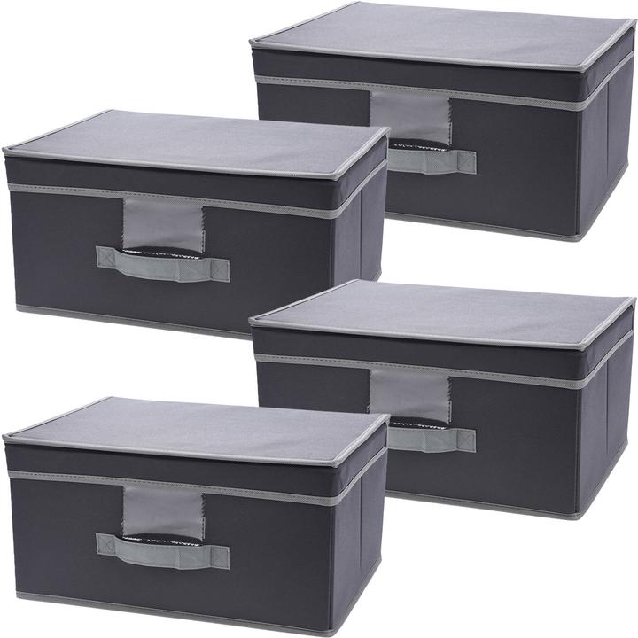 Produktbild Storage Solutions Aufbewahrungsbox mit Deckel & Henkel, faltbar, 39 x 19 x 29 cm, 4er-Set