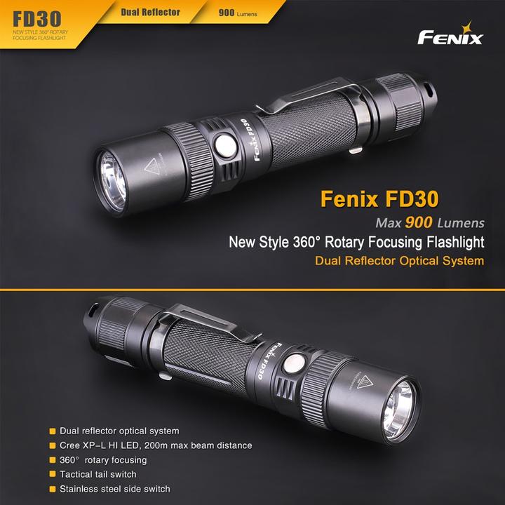 Image du produit Fenix Lampe de poche FD30 LED avec Cree XP-L HI focalisable à 360 degrés, accu inclus