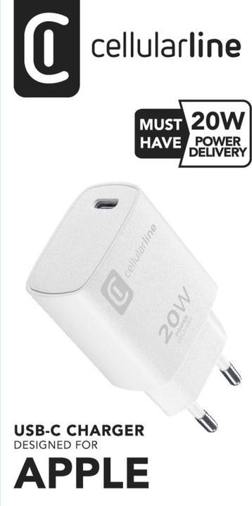 Produktbild Cellularline Reiselader 20W USB Type-C ACHIPHUSBCPD20SMLW Micropack für Apple (20 W)