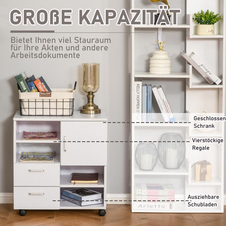 Produktbild Homcom Mobile Kommode mit zwei Bremsen an den Rollen (35 x 60 x 65 cm)