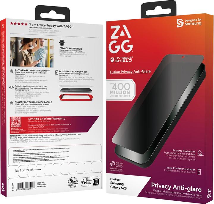 Image du produit Zagg Fusion Privacy Anti-Glare (1 pièce(s), Samsung Galaxy S25)