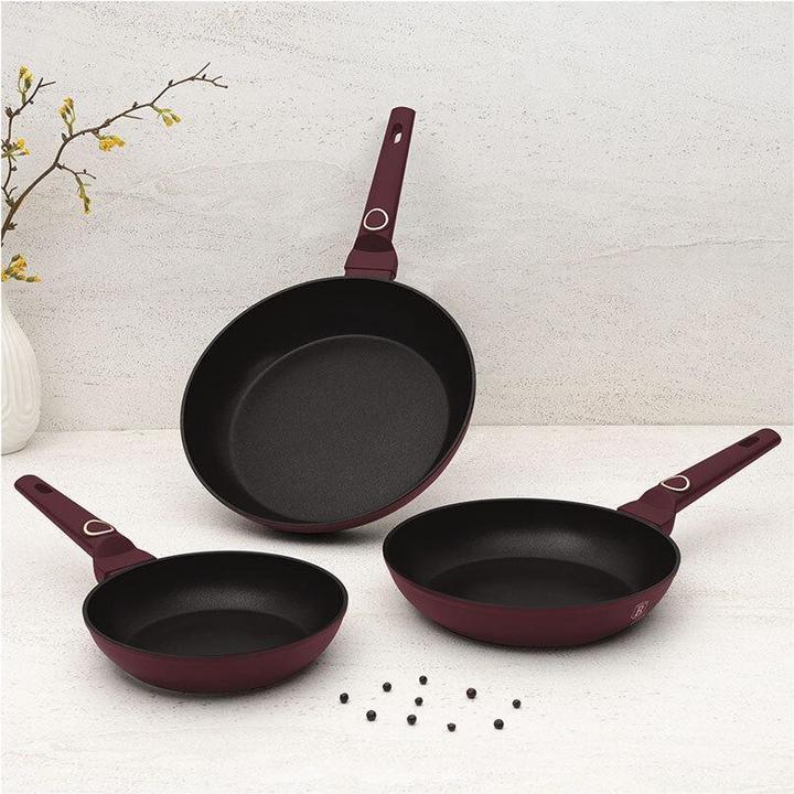 Image du produit BerlingerHaus Set de poêles à frire, 3 pièces, Ã˜ 20/24/28cm, bordeaux (28 cm, Poêle à frire, Aluminium)