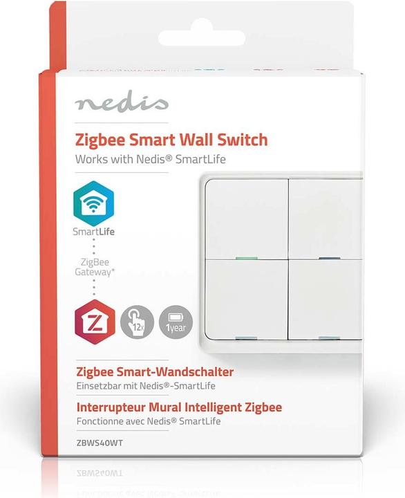 Immagine prodotto Nedis ZBWS40WT Interruttore a parete WiFi Smartlife, bianco