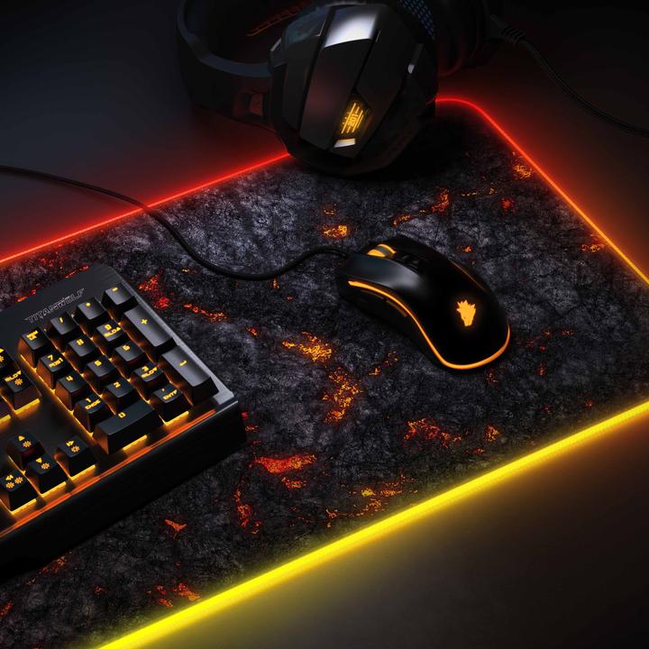 Produktbild Titanwolf RGB Gaming Mauspad, Mausmatte XL 800 x 300mm verbessert Präzision & Geschwindigkeit, Lavamotiv
