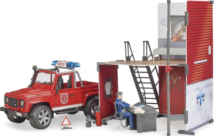 Bruder Feuerwehrstation mit Land Rover