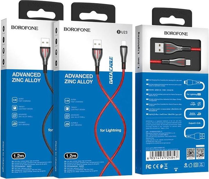 Actual product image Borofone USB USB-A to Lightning 1.2m Cable Random (6931474724847) (1.20 m, USB 3.0)