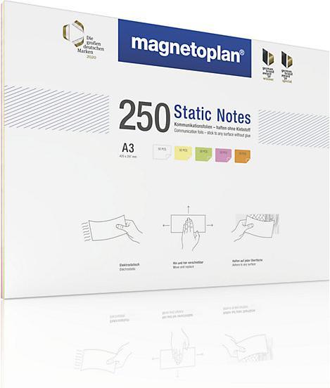 Produktbild Magnetoplan Haftnotiz Static Notes, DIN A3, 250 Stück sortiert