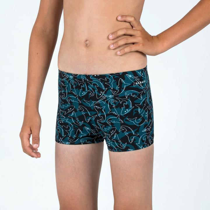 Image du produit Nabaiji Maillot boxer de bain natation Garçon - 500 Fitib shark noir bleu (5, 6)