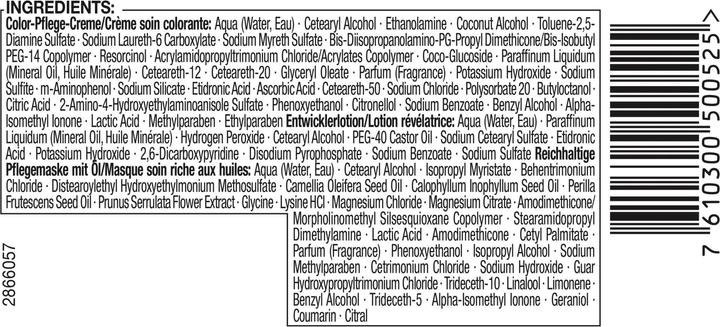 Nutritional values and ingredients Syoss Oleo Intense (2-10 Black brown)