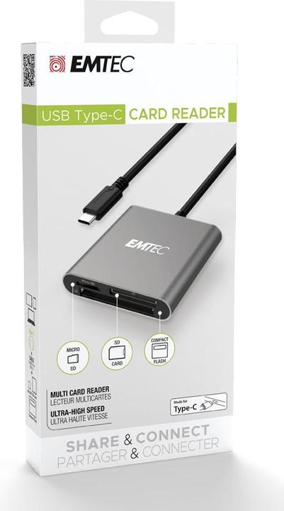 Actual product image Emtec T610C Card reader (SD, CF, microSD) (USB-C)