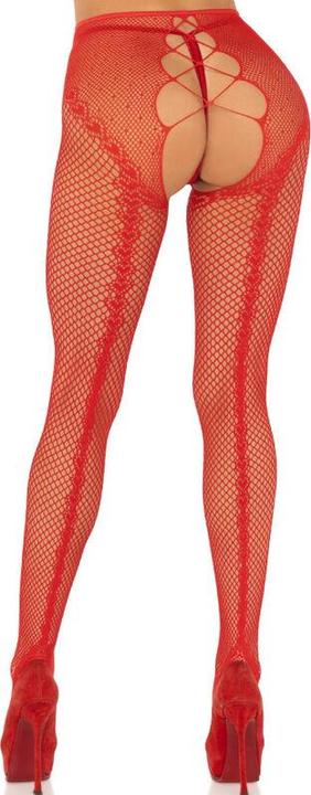 Produktbild Leg Avenue Netzstrümpfe Mit Schrittfreiem Stiefel Rot (One Size)