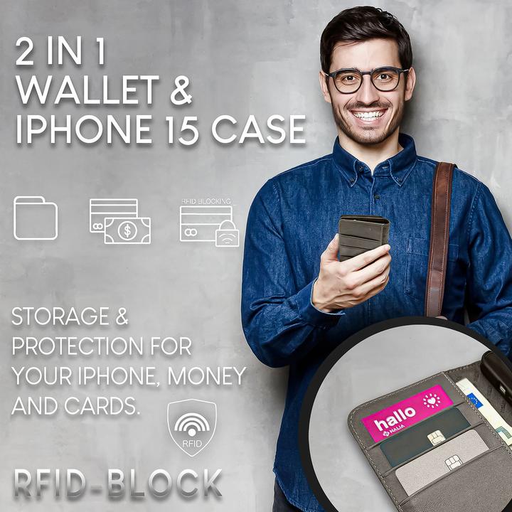 Actual product image Nalia Genuine leather flip case cover with magnetic fastener (Apple iPhone 15 Plus)