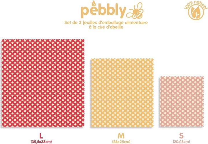 Actual product image Pebbly Beeswax cloths, set of 3, S-M-L (3 x)