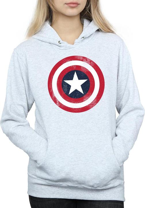 Image du produit Sweat à capuche Captain America Distressed Shield - Femmes/Ladies (XXL)