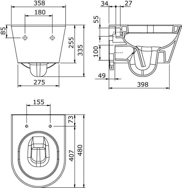 Actual product image Sanitop wall-mounted WC set with soft-close soft-closing mechanism
