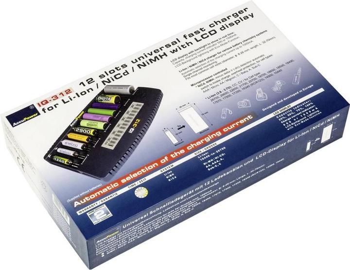 Produktbild AccuPower IQ312 (1 Stk., 10340, 10350, 10440, 10500, 12500, 12650, 13500, 13650, 14500, 14650, 16340, 16650, 17335, 17355, 17500, Ladegerät ohne Akku)