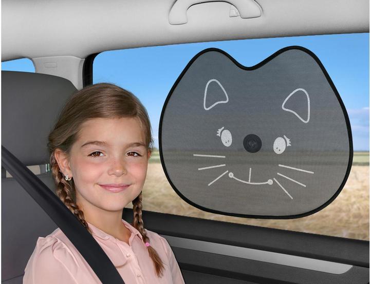 Actual product image Baby Plus Car sun protection 2-pack cat, black, approx. 36 x 44 cm