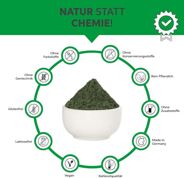 Produktbild Eltabia Bio Chlorella Pulver | Premium Rohkost-Qualität | 100% reines Algen-Pulver ohne Zusätz (Pulver, 100 g)