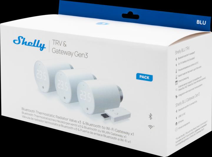 Produktbild Shelly BLU TRV x3 + BLU Gateway Gen3