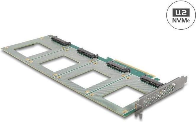 Productafbeelding Delock PCI Express 4.0 x16 kaart naar 4 x interne U.2 NVMe SFF-8639 - Bifurcatie (LxB: 288 x 122 mm)