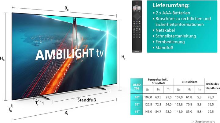 Produktbild Philips 55OLED708/12 (55", OLED, 4K, 2023)