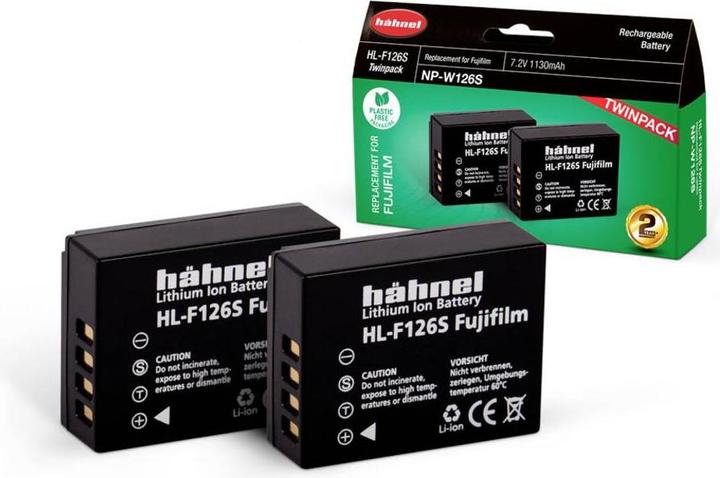 Hähnel HL-F126S, 2 camera battery replaces original battery NP-W126 7.2 V 1130 mAh (Rechargeable battery)
