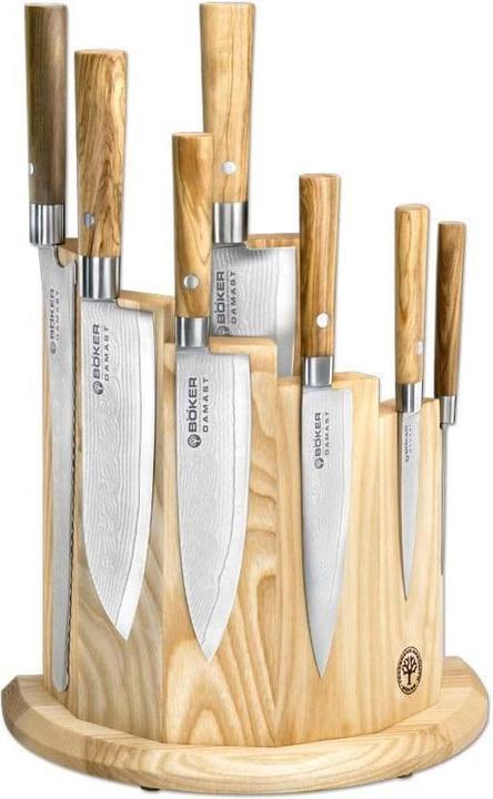 Böker Damast Olive Set mit Messerblock 8-teilig