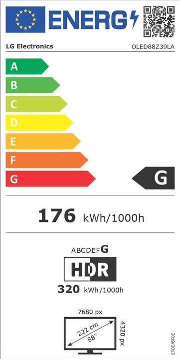 Energie-Label LG OLED88Z39LA (88", Z3, OLED, 8K, 2023)