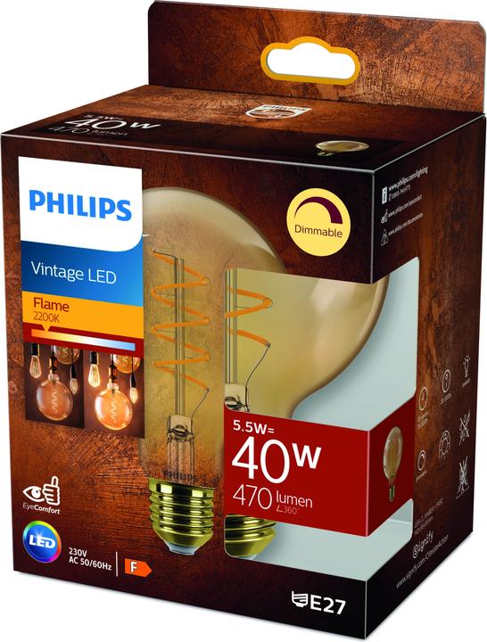 Actual product image Philips Amber (E27, 5.50 W, 470 lm, 1 x, E)
