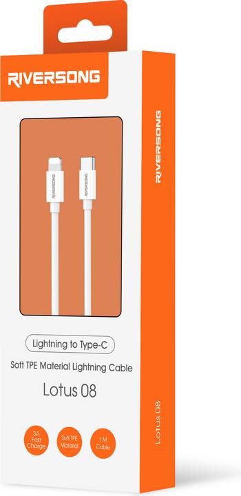 Productafbeelding Riversong kabel Lotus 08 USB-C - Lightning 1,0m 3A lichtgrijs CL76 (1 m, USB 3.2 Gen 1)