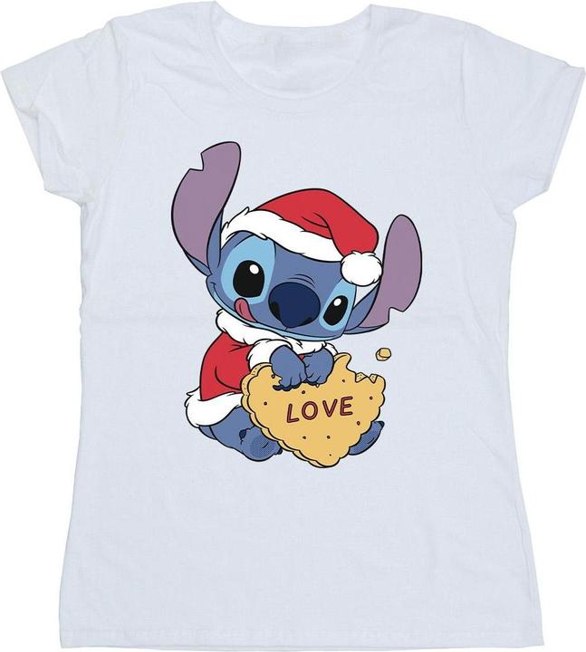 Disney Lilo And Stitch Christmas Love Biscuit TShirt (M)