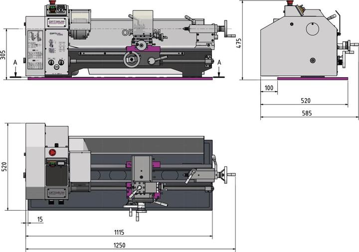 Produktbild Optimum Leitspindeldrehmaschine TU 2506VB